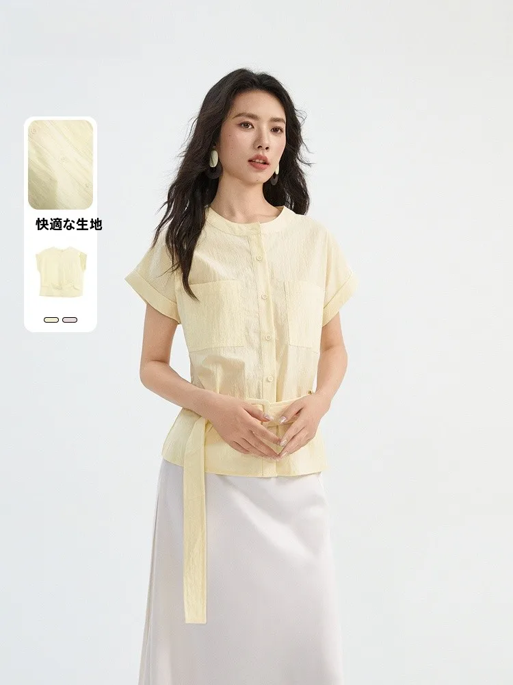 Fashionable round Neck Short Sleeve Shirt Memory's Starting Point Casual Elegant Style Cotton Blend Summer New Arrival
Fashionable round Neck Short Sleeve Shirt Memory's Starting Point Casual Elegant Style Cotton Blend Summer New Arrival