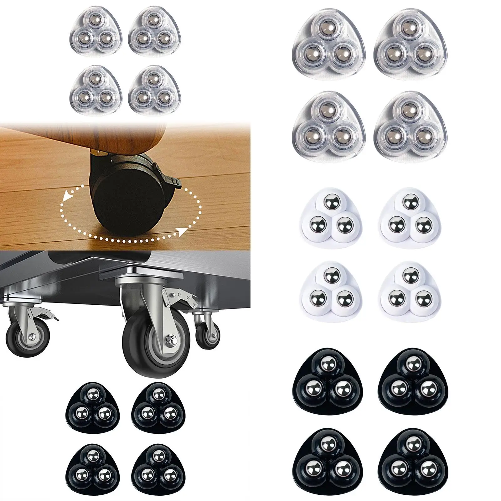 4 Pieces Self Sticky Caster Wheel Sliders Versatile Mute Roller Casters Universal Wheel 360 Swivel for Storage Box
4 Pieces Self Sticky Caster Wheel Sliders Versatile Mute Roller Casters Universal Wheel 360 Swivel for Storage Box
