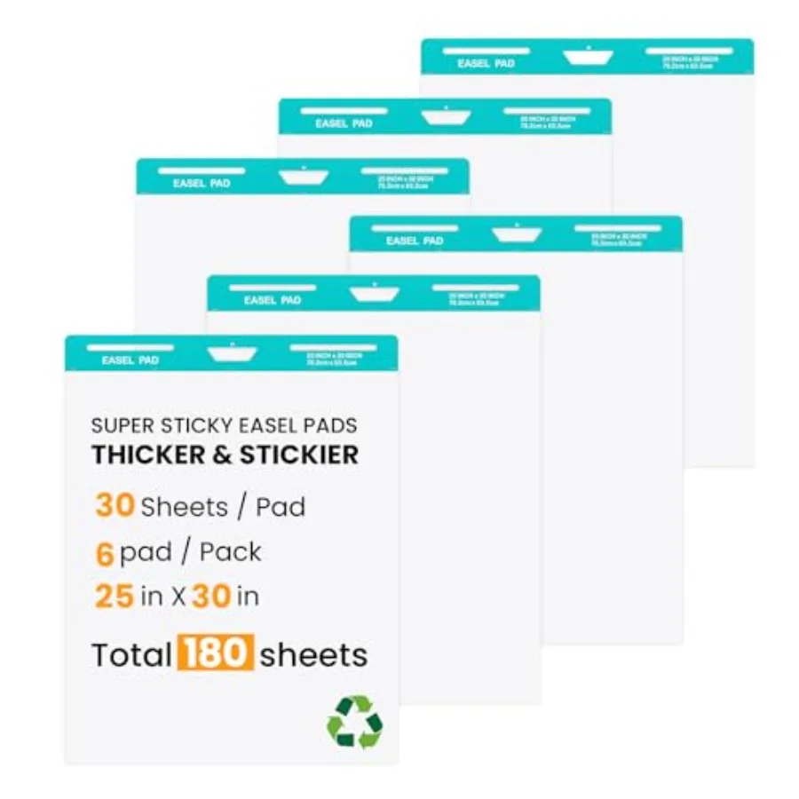 Sticky Easel Pad 25 x 30 Inch White 30 Sheets/Pad 6 Pads/Pack Flip Chart Paper for Teachers Large Self-Stick Easel Paper Super
Sticky Easel Pad 25 x 30 Inch White 30 Sheets/Pad 6 Pads/Pack Flip Chart Paper for Teachers Large Self-Stick Easel Paper Super
