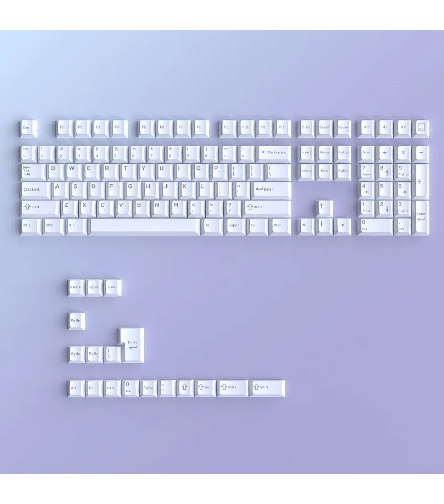 Personalized keycaps spot white keycaps PBT material engraved small full set of 126 keys original factory height two-color
Personalized keycaps spot white keycaps PBT material engraved small full set of 126 keys original factory height two-color
