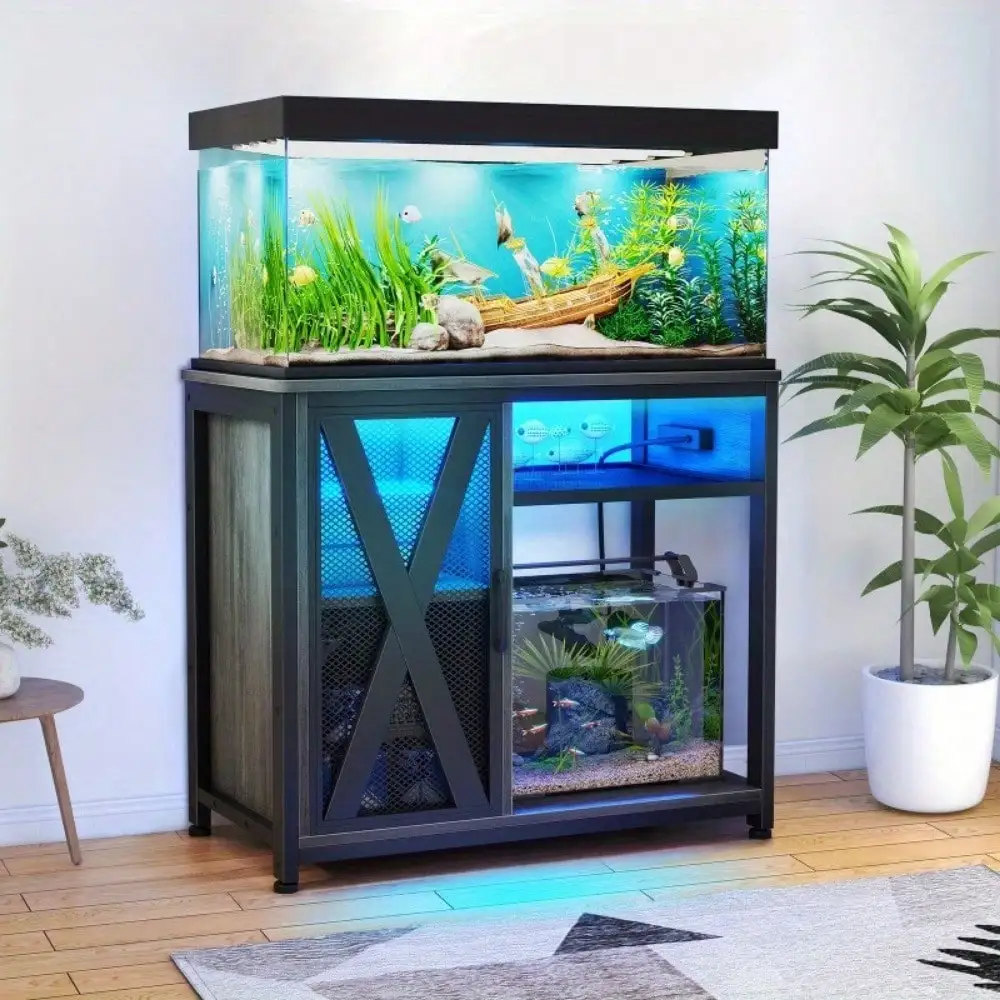 50 Gallon Aquarium Stand with Cabinet &Charging Station LED Fish Tank Stand Grey
50 Gallon Aquarium Stand with Cabinet &Charging Station LED Fish Tank Stand Grey