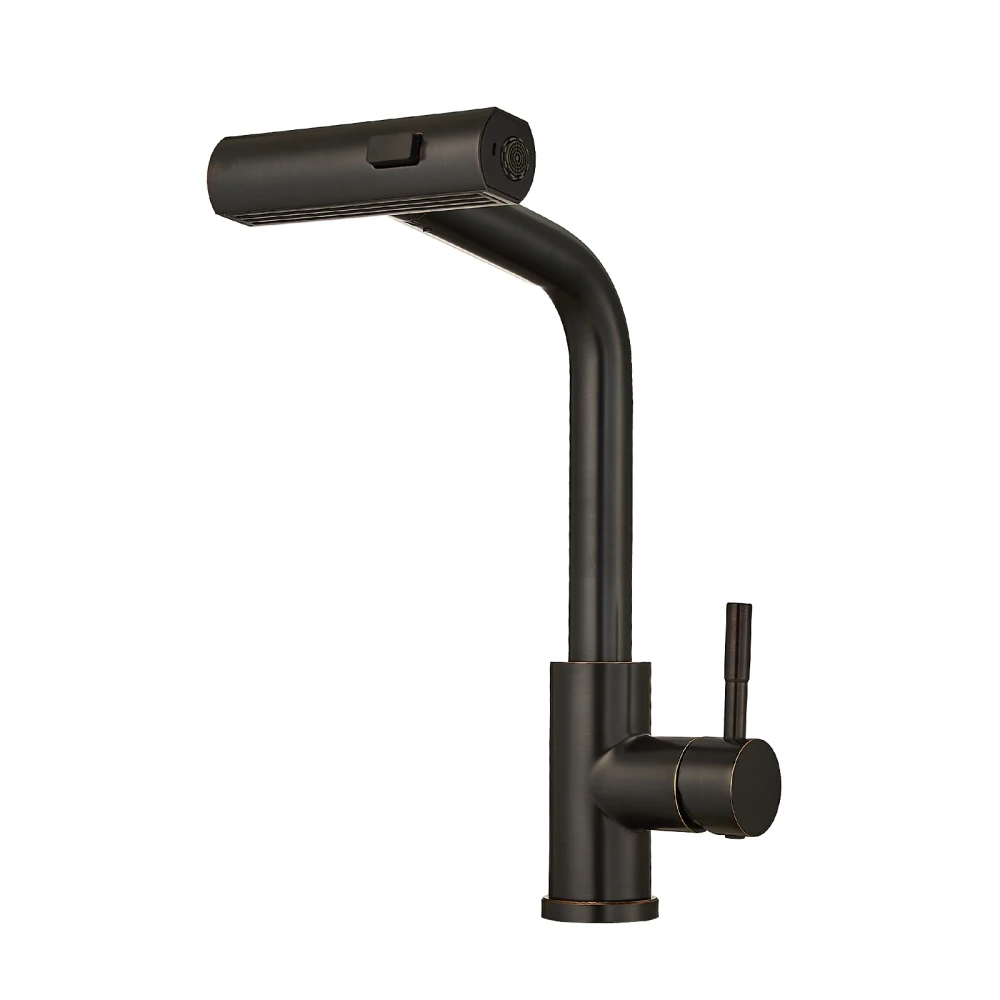 360° Rotation Pull-Down Kitchen Faucet with 3 Spray Modes - Oil Rubbed Bronze /Stainless Steel High-Arc Sink Faucet
360° Rotation Pull-Down Kitchen Faucet with 3 Spray Modes - Oil Rubbed Bronze /Stainless Steel High-Arc Sink Faucet