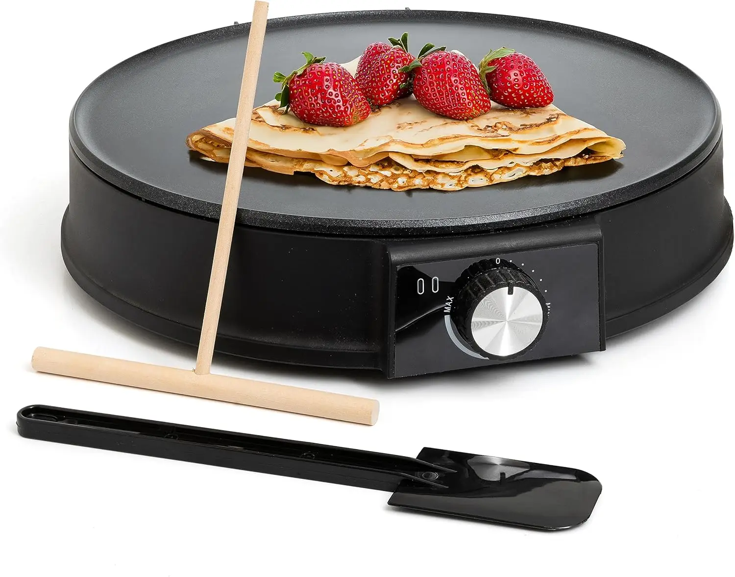 12” Electric Griddle Pan & Crepe Machine, Non-Stick Electric Crepe Maker with Adjustable Temperature, Includes Spreader
12” Electric Griddle Pan & Crepe Machine, Non-Stick Electric Crepe Maker with Adjustable Temperature, Includes Spreader