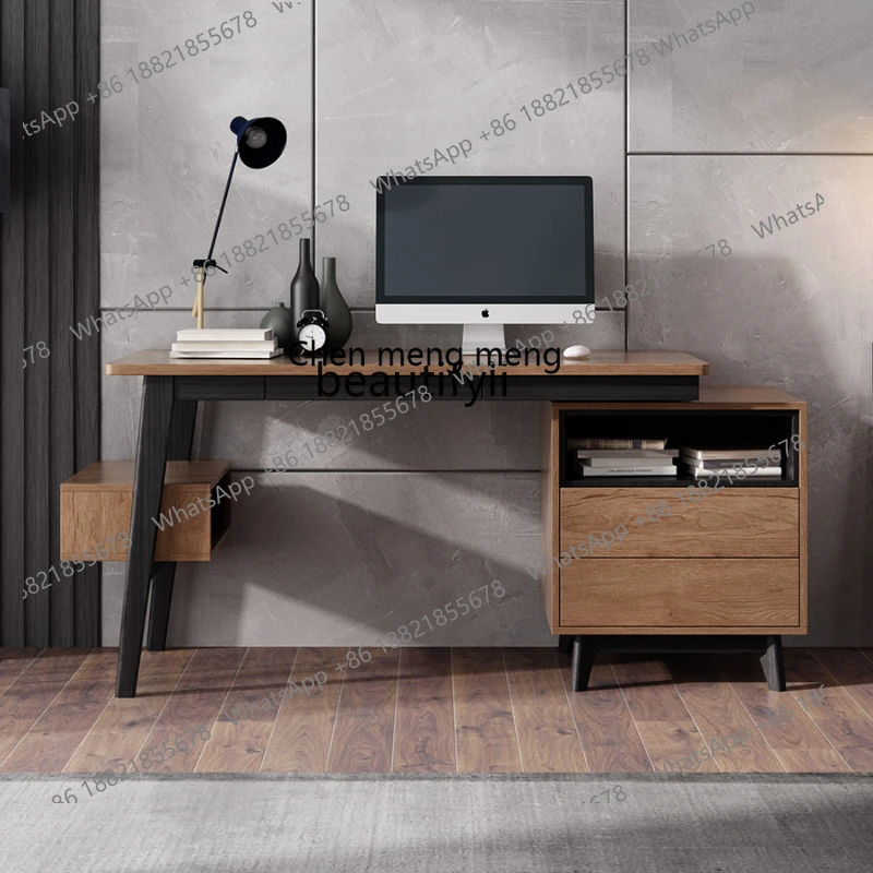 Nordic Desk Bookcase Integrated Table Combination Modern Simple Home Student Study Table Bedroom Computer Desk Multifunctional