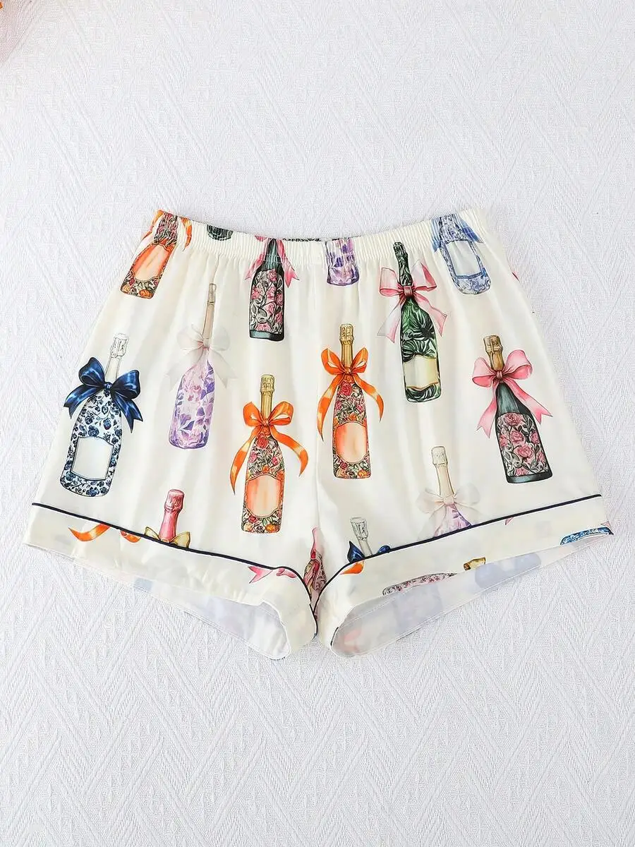 Womens Breathable Bow & Bottle Print Pajama Shorts Set Comfortable Loose Sleepwear
Womens Breathable Bow & Bottle Print Pajama Shorts Set Comfortable Loose Sleepwear