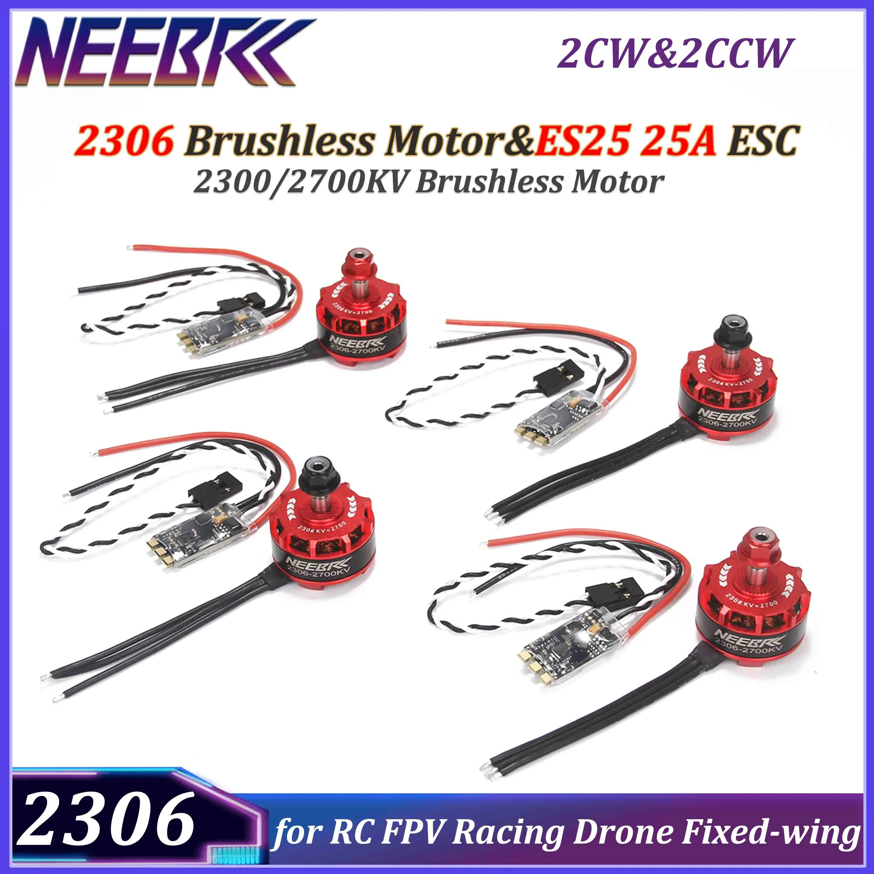 4 шт. NEEBRC 2306 2300/2700KV бесщеточный двигатель по часовой ипротив часовой стрелке с ES25 25A ESC для RC FPV Racing Drone, детали для обновления самолета с неподвижным крылом
4 шт. NEEBRC 2306 2300/2700KV бесщеточный двигатель по часовой ипротив часовой стрелке с ES25 25A ESC для RC FPV Racing Drone, детали для обновления самолета с неподвижным крылом