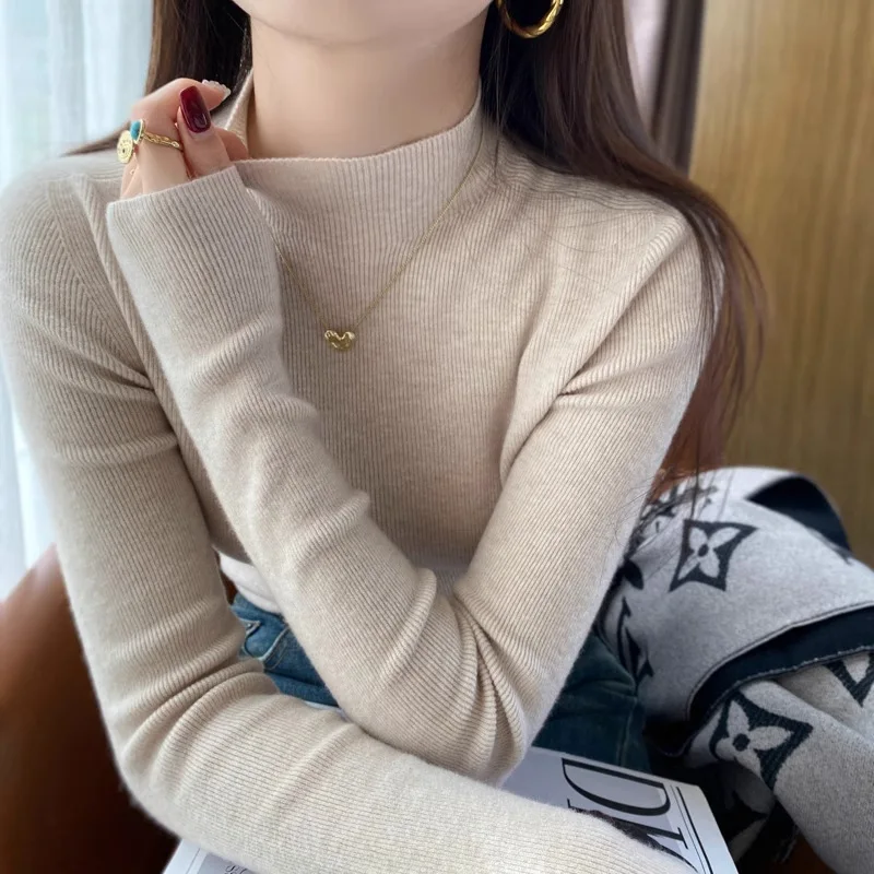 Seamless One-piece Half-high Neck Base Shirt Women2024Autumn Winter New Knitted Cashmere Sweater-End Top
Seamless One-piece Half-high Neck Base Shirt Women2024Autumn Winter New Knitted Cashmere Sweater-End Top