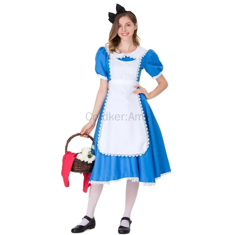 Alice Dress-Up Costume for Adult Women Bule White Costume with Apron Halloween Maid Princess Dresses
Alice Dress-Up Costume for Adult Women Bule White Costume with Apron Halloween Maid Princess Dresses
