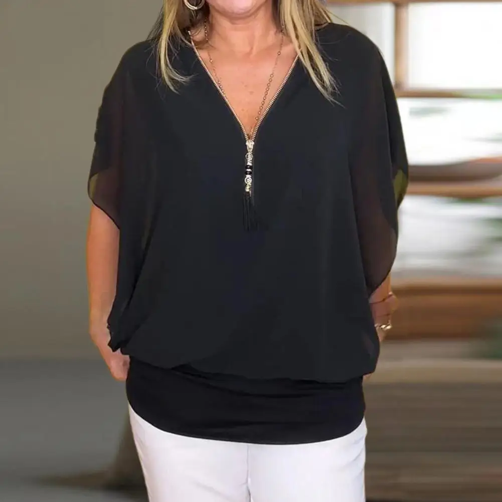 Loose Fit Casual Tops Women V-neck Chiffon Shirt Stylish Women's Chiffon Blouse V-neck Batwing Sleeves Loose Fit Casual for A
Loose Fit Casual Tops Women V-neck Chiffon Shirt Stylish Women's Chiffon Blouse V-neck Batwing Sleeves Loose Fit Casual for A