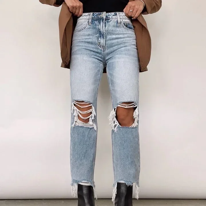 Ripped Jeans for Women Washed Straight Pants High Waist Distressed Hole Ankle Length Trousers 2025 Vintage Streetwear Denims
Ripped Jeans for Women Washed Straight Pants High Waist Distressed Hole Ankle Length Trousers 2025 Vintage Streetwear Denims