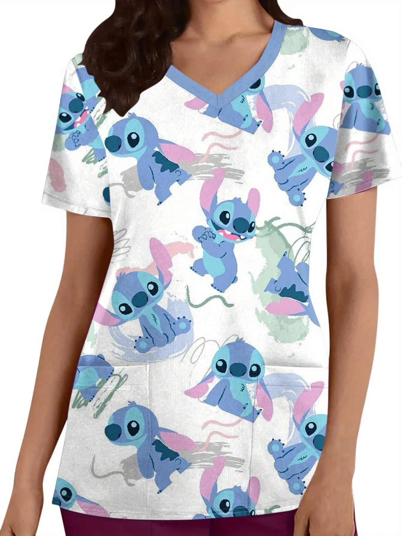 1pc Disney 3D New Cartoon Stitch Women's V-neck Short sleeved Summer Casual Digital Printed T-shirt Top
1pc Disney 3D New Cartoon Stitch Women's V-neck Short sleeved Summer Casual Digital Printed T-shirt Top