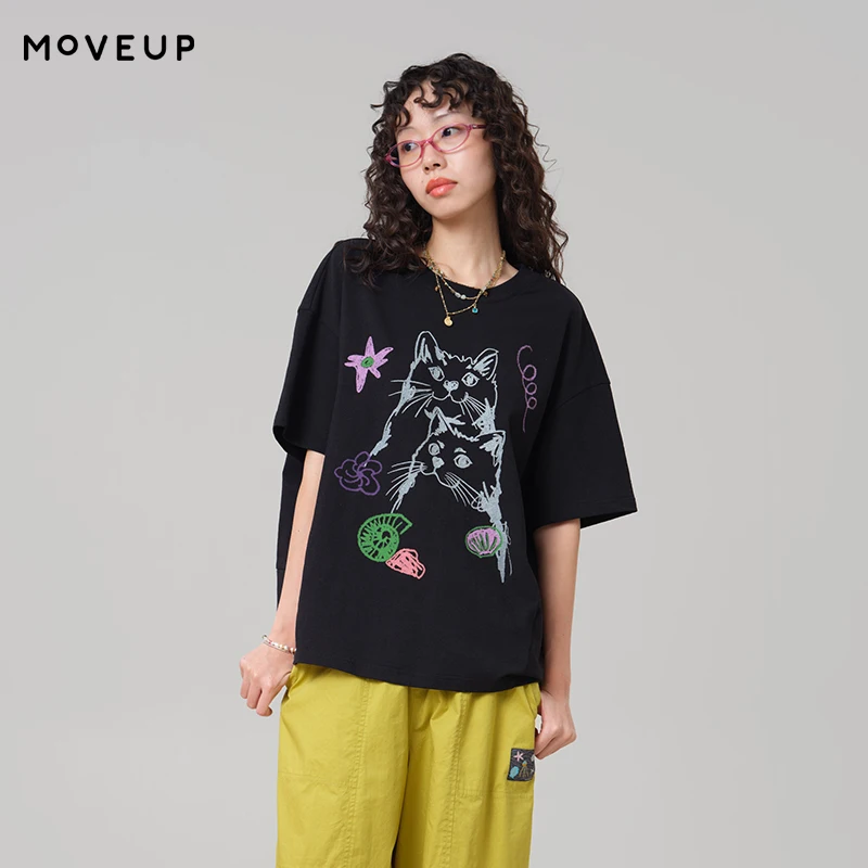 MOVEUP Casual Short Sleeved Round Neck T-Shirt 2026 Summer New Hand-Painted Cat Print Tees Loose Fit T-Shirt For Women 3ELX10591
MOVEUP Casual Short Sleeved Round Neck T-Shirt 2026 Summer New Hand-Painted Cat Print Tees Loose Fit T-Shirt For Women 3ELX10591