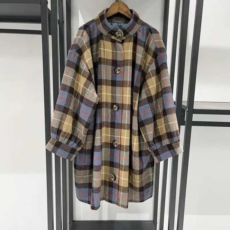 Women's Plaid Stand Collar Long Oversized Wool Coat, Fashionable Casual Jacket, High-Quality Trench Coat, 2025, New Arrival
Women's Plaid Stand Collar Long Oversized Wool Coat, Fashionable Casual Jacket, High-Quality Trench Coat, 2025, New Arrival