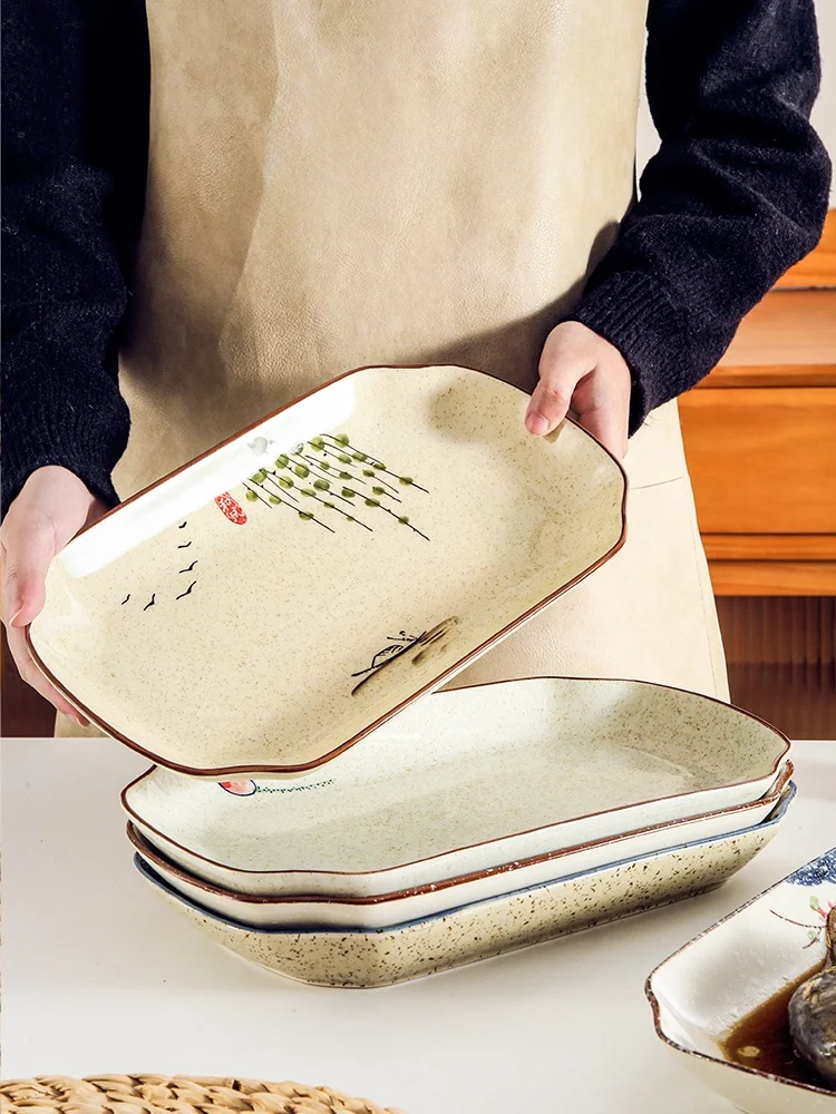 Ретро большая прямоугольная глубокая тарелка с подглазурной росписью в китайском стиле для сервировки стола
Ретро большая прямоугольная глубокая тарелка с подглазурной росписью в китайском стиле для сервировки стола