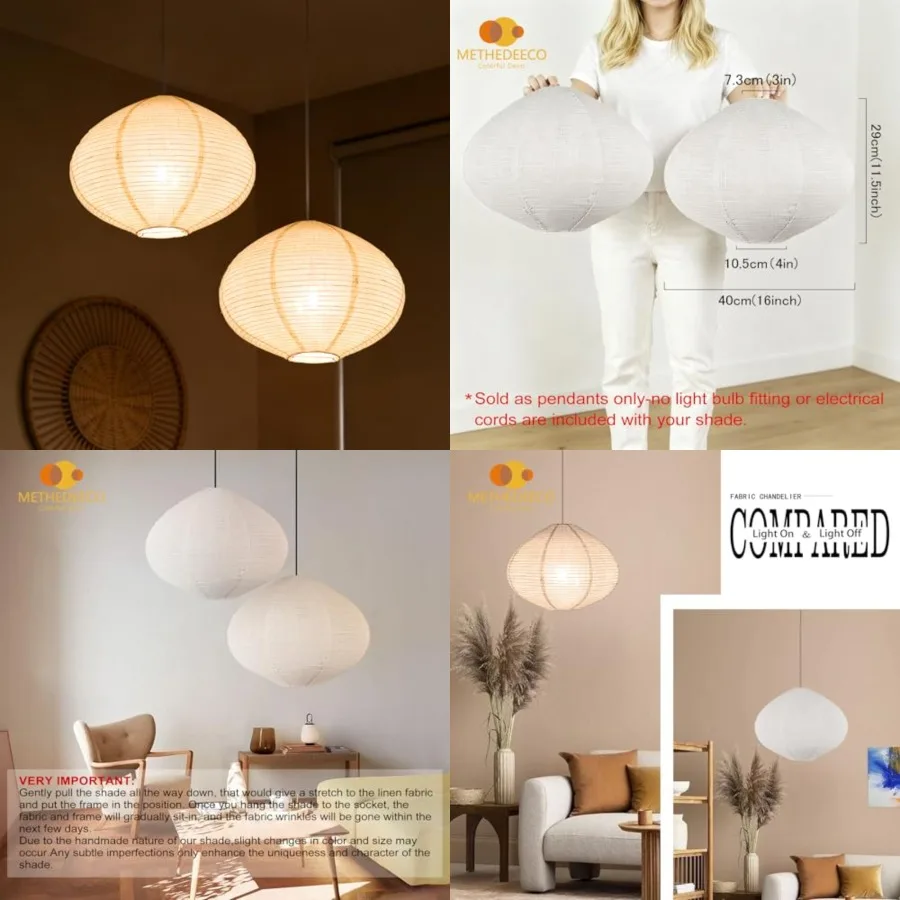 2 PCS 16 Inch Oval Pendant Lamp Shades Only, White Beige Linen Look Hanging Light Shades for Bedroom, Living Room, Dining Room,
2 PCS 16 Inch Oval Pendant Lamp Shades Only, White Beige Linen Look Hanging Light Shades for Bedroom, Living Room, Dining Room,
