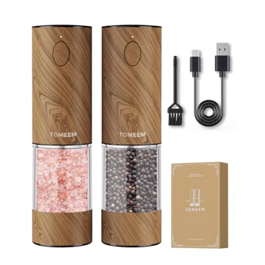 Upgraded Larger Ccity Electric Salt and Pepper Grinder Set Rechargeable with LED Lights Stainless Steel Automatic Pepper and Sa
Upgraded Larger Ccity Electric Salt and Pepper Grinder Set Rechargeable with LED Lights Stainless Steel Automatic Pepper and Sa