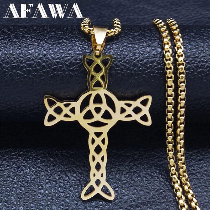 Witch Triquetra Celtic Knot Cross Necklace Women/Men Gold Color Stainless Steel Pagan Wicca Necklaces Jewelry colares N6098S02
Witch Triquetra Celtic Knot Cross Necklace Women/Men Gold Color Stainless Steel Pagan Wicca Necklaces Jewelry colares N6098S02