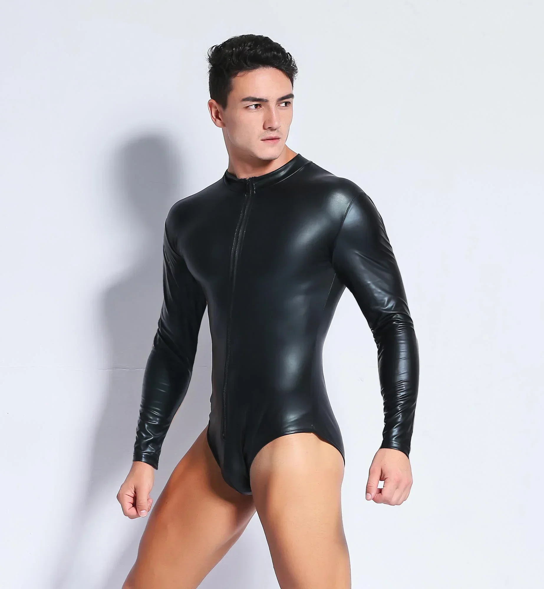Mens PU Leather Bodysuit Male Long Sleeve Catsuit Nightclub Leotard Wetlook Latex Sexy Tights Leotard Sexi
Mens PU Leather Bodysuit Male Long Sleeve Catsuit Nightclub Leotard Wetlook Latex Sexy Tights Leotard Sexi