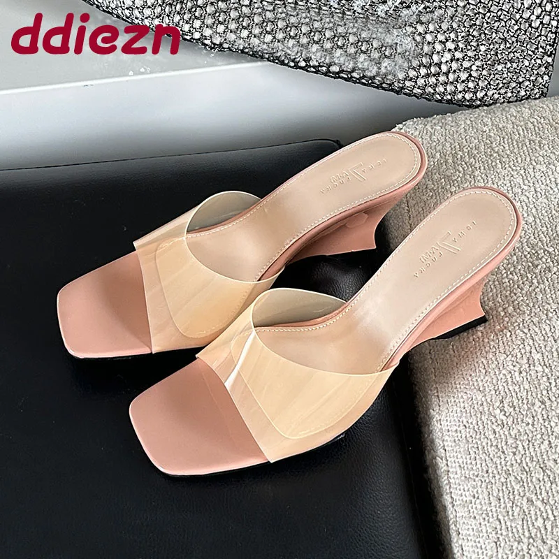 Fashion Transparent Women Heeled Wedges Slippers Shoes Spring Summer Ladies Wedges Slippers Slides Sandals Shoes Female Pumps
Fashion Transparent Women Heeled Wedges Slippers Shoes Spring Summer Ladies Wedges Slippers Slides Sandals Shoes Female Pumps