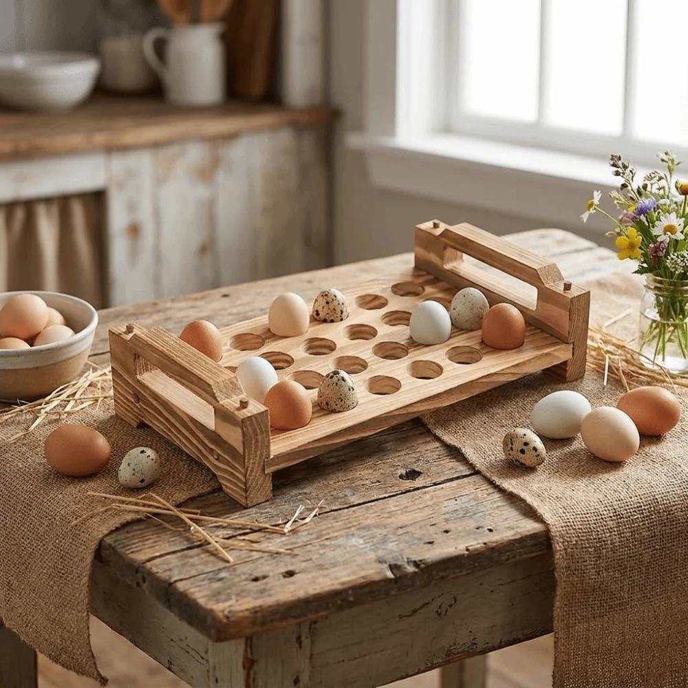 Durable Stackable Wood Egg Holder Large Capacity Farmhouse Style Egg Container Wooden Space Saving Egg Display Crates Home
Durable Stackable Wood Egg Holder Large Capacity Farmhouse Style Egg Container Wooden Space Saving Egg Display Crates Home