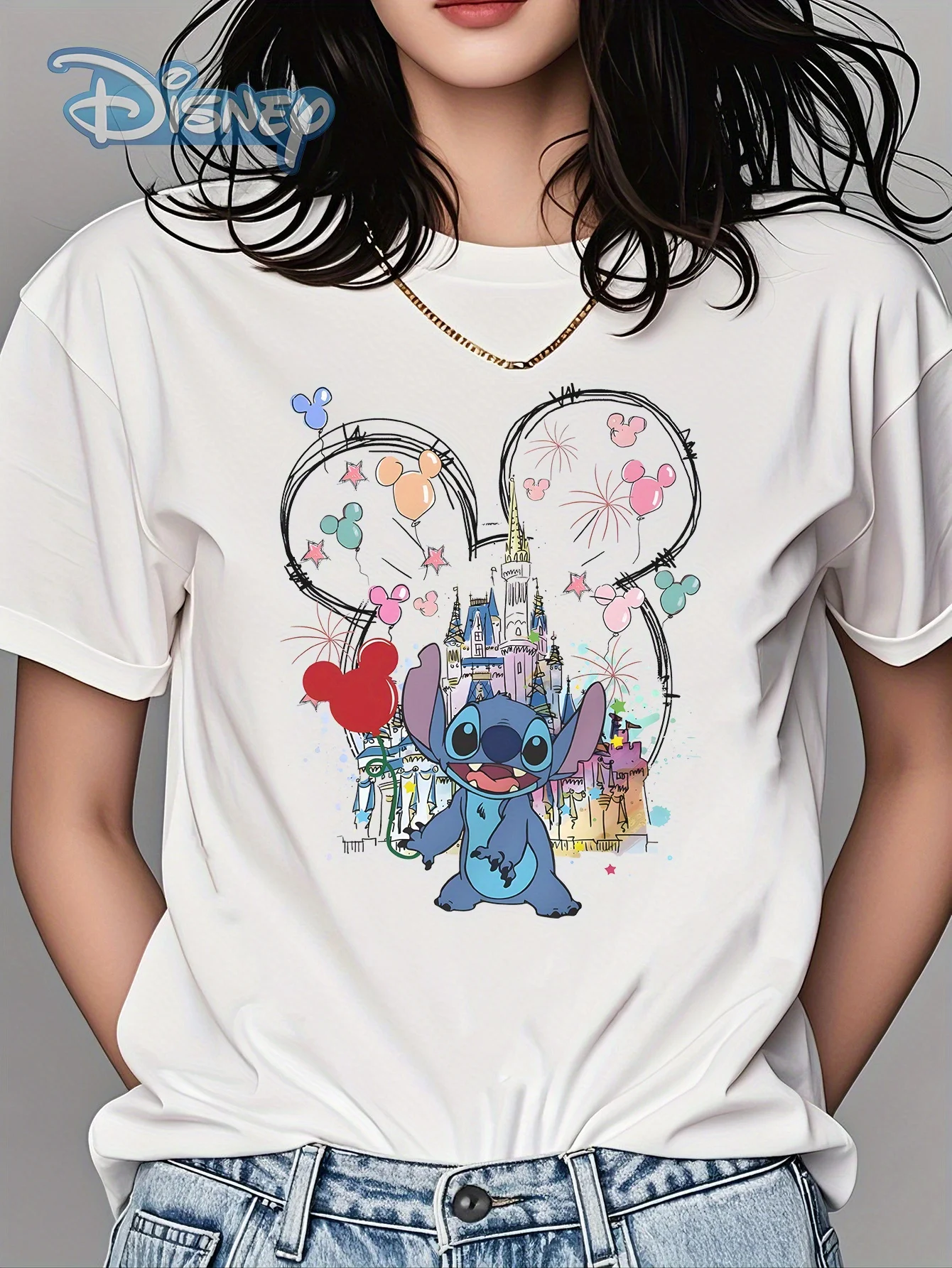 MINISO Disney милая футболка с короткими рукавами и принтом стежки и замка, повседневный и универсальный стиль, подходящая для женской повседневной носки
MINISO Disney милая футболка с короткими рукавами и принтом стежки и замка, повседневный и универсальный стиль, подходящая для женской повседневной носки