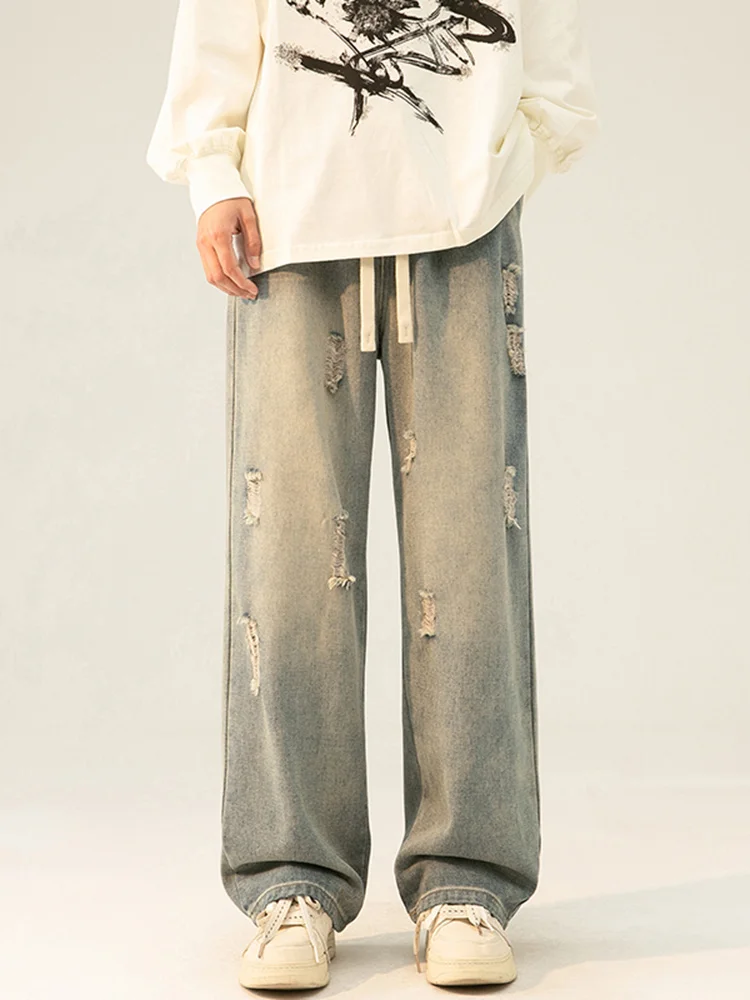 American Sle Loose Straight Leg Men's Jeans Yellow Mud Color Hole Punching Casual Long Trousers Trendy Brand High Street
American Sle Loose Straight Leg Men's Jeans Yellow Mud Color Hole Punching Casual Long Trousers Trendy Brand High Street