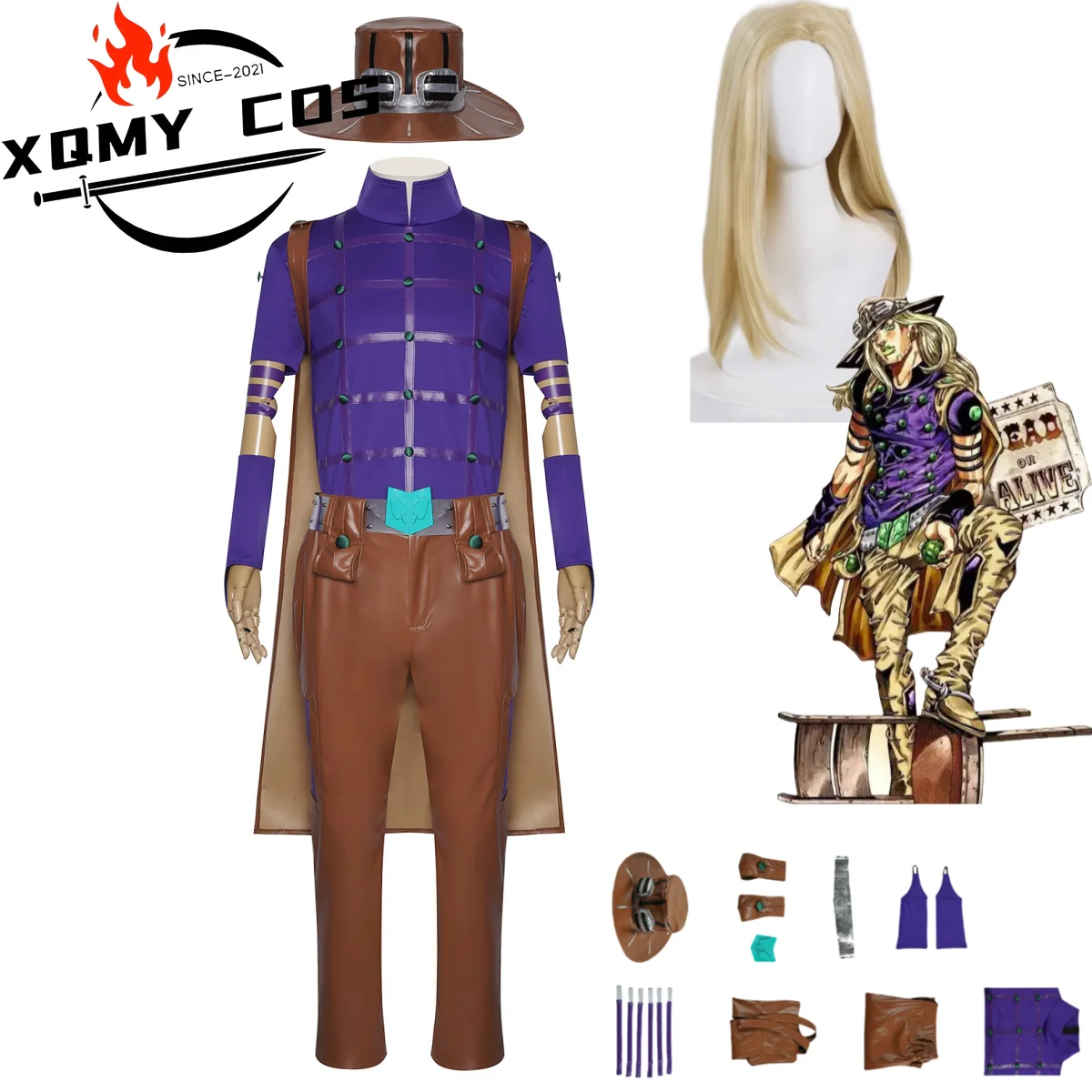 XQAnime JoJo's Bizarre Adventure Steel Ball Run Julius Caesar Zeppeli Cosplay Costume Wig PU Rompers Cloak Hat Man Halloween Sui
XQAnime JoJo's Bizarre Adventure Steel Ball Run Julius Caesar Zeppeli Cosplay Costume Wig PU Rompers Cloak Hat Man Halloween Sui