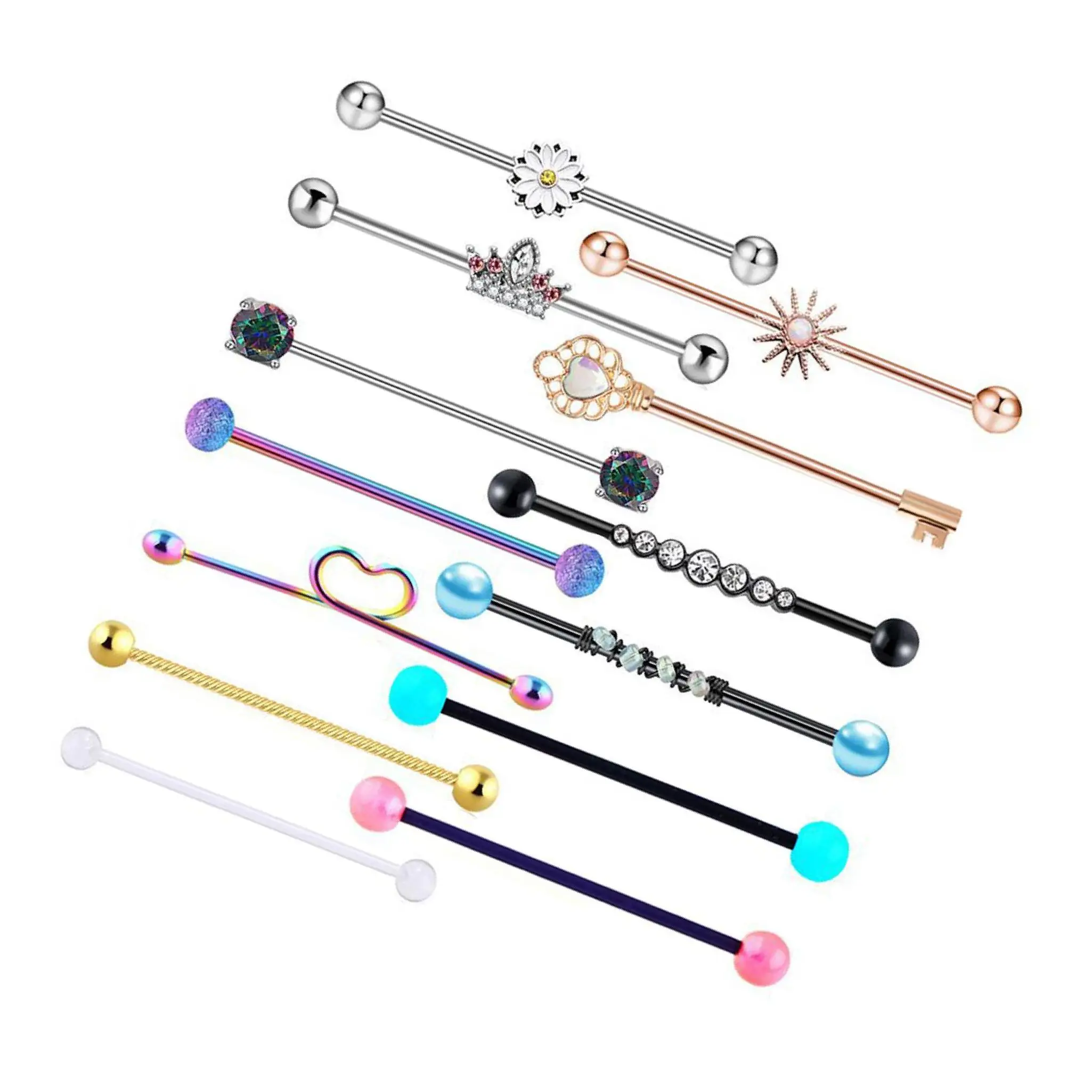 13x 14G Industrial Barbell Earrings Heart Flower Rhinestone Piercing Jewelry
13x 14G Industrial Barbell Earrings Heart Flower Rhinestone Piercing Jewelry