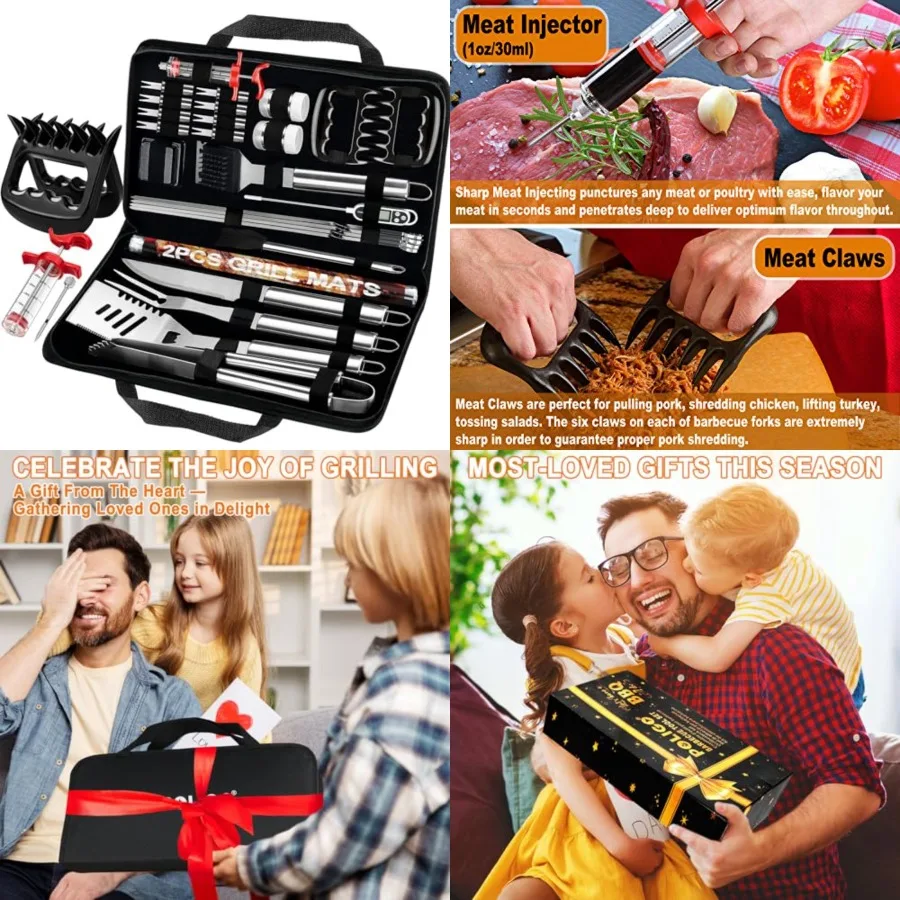28Pcs Grilling Accessories in Bag with Meat Injector, Barbecue Claws, Mats, Thermometer for Smoker, Camping BBQ Grill Utensil S
28Pcs Grilling Accessories in Bag with Meat Injector, Barbecue Claws, Mats, Thermometer for Smoker, Camping BBQ Grill Utensil S