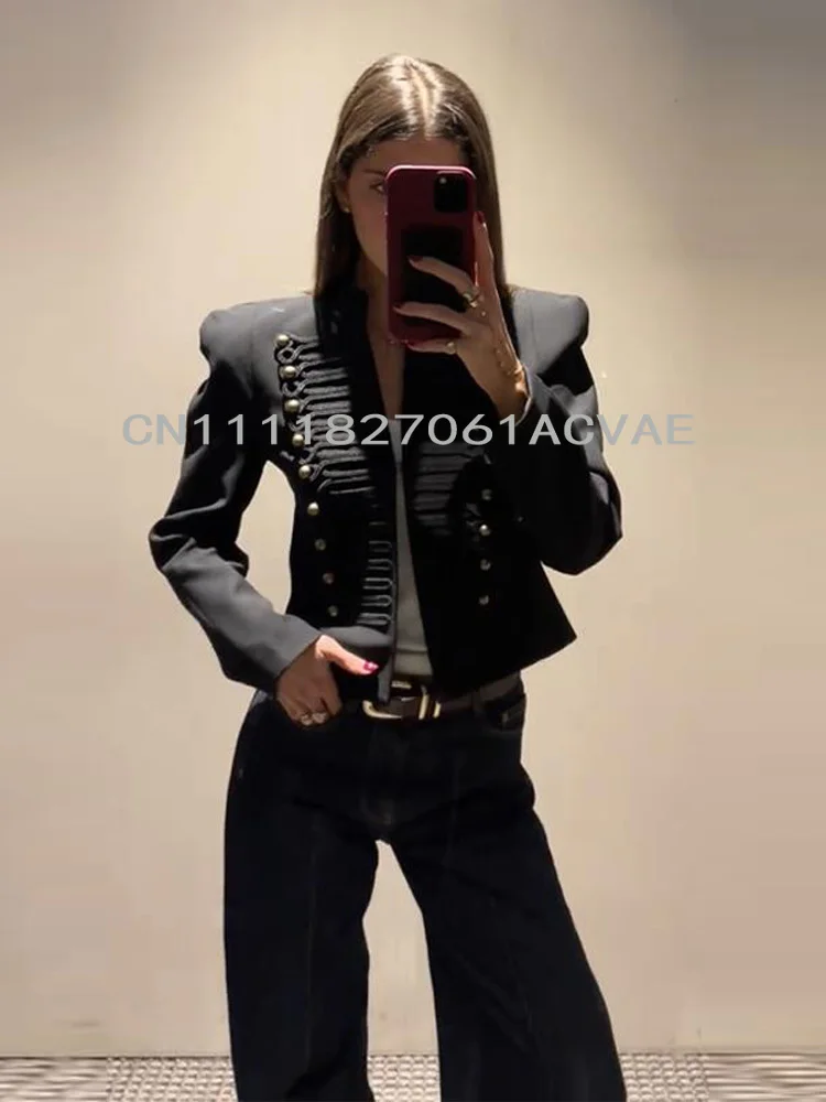 Women Solid Jackets Coat Elegant Metal Breasted Pad Shoulder Waist-cinching Open Jackets Female Chic Casual Daily Streetwear Top
Women Solid Jackets Coat Elegant Metal Breasted Pad Shoulder Waist-cinching Open Jackets Female Chic Casual Daily Streetwear Top