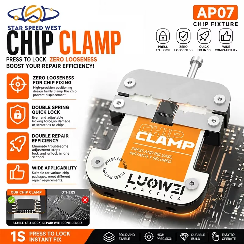 LUOWEI LW-AP07 Chip Fixing Clamp Double Rebound Springs Even Pressure For Phone Glue Removal Tin Cleaning Welding Repair Tools
LUOWEI LW-AP07 Chip Fixing Clamp Double Rebound Springs Even Pressure For Phone Glue Removal Tin Cleaning Welding Repair Tools