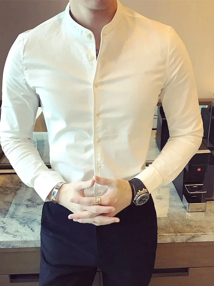 Повседневная мужская рубашка с длинным рукавом и воротником-стойкой, высококачественная, не требующая глажки, для работы и деловых поездок, легкая, с воротником-стойкой Zhongan
Повседневная мужская рубашка с длинным рукавом и воротником-стойкой, высококачественная, не требующая глажки, для работы и деловых поездок, легкая, с воротником-стойкой Zhongan