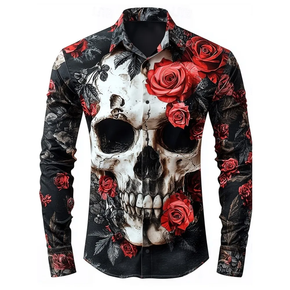 Men's Skeleton Rose Skulls Shirt Button Up Shirt Long Sleeve Dark Gothic Style Streetwear Turndown 3D Print Collared Shirts
Men's Skeleton Rose Skulls Shirt Button Up Shirt Long Sleeve Dark Gothic Style Streetwear Turndown 3D Print Collared Shirts