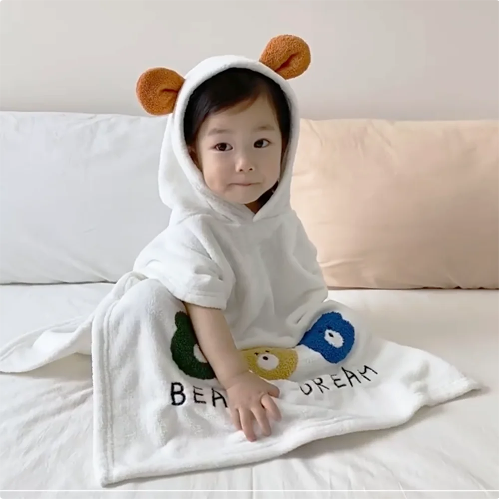 Korean Style Baby Hooded Bathrobe Cartoon Bear Fleece Cloak Toddler Quick Dry Absorbent Towel Infant Soft Bath Robe
Korean Style Baby Hooded Bathrobe Cartoon Bear Fleece Cloak Toddler Quick Dry Absorbent Towel Infant Soft Bath Robe