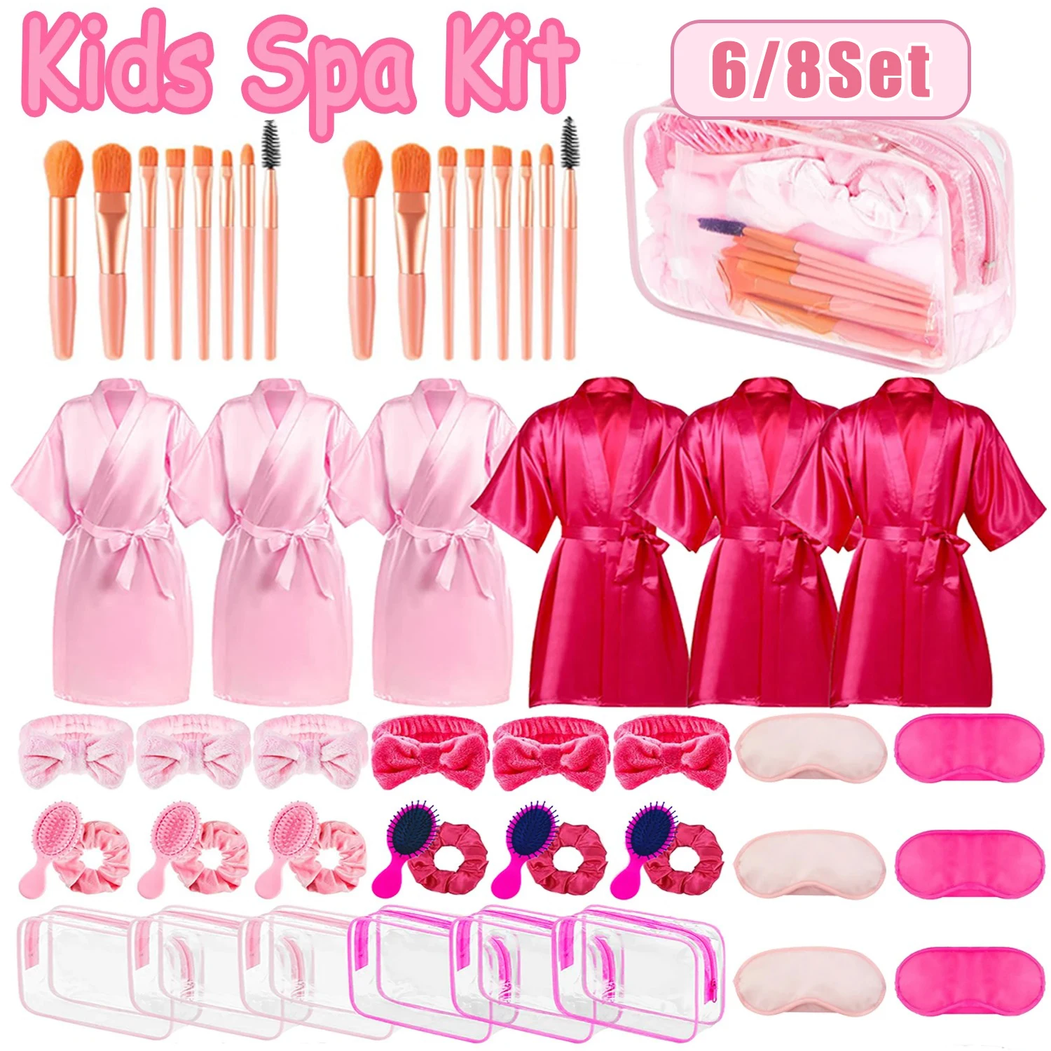 6-8Set Spa Party Robes for Girls Birthday Spa Satin Robes Kid Makeup Slumber Sleepover Pajamas Party Gowns Pink Party Favors
6-8Set Spa Party Robes for Girls Birthday Spa Satin Robes Kid Makeup Slumber Sleepover Pajamas Party Gowns Pink Party Favors