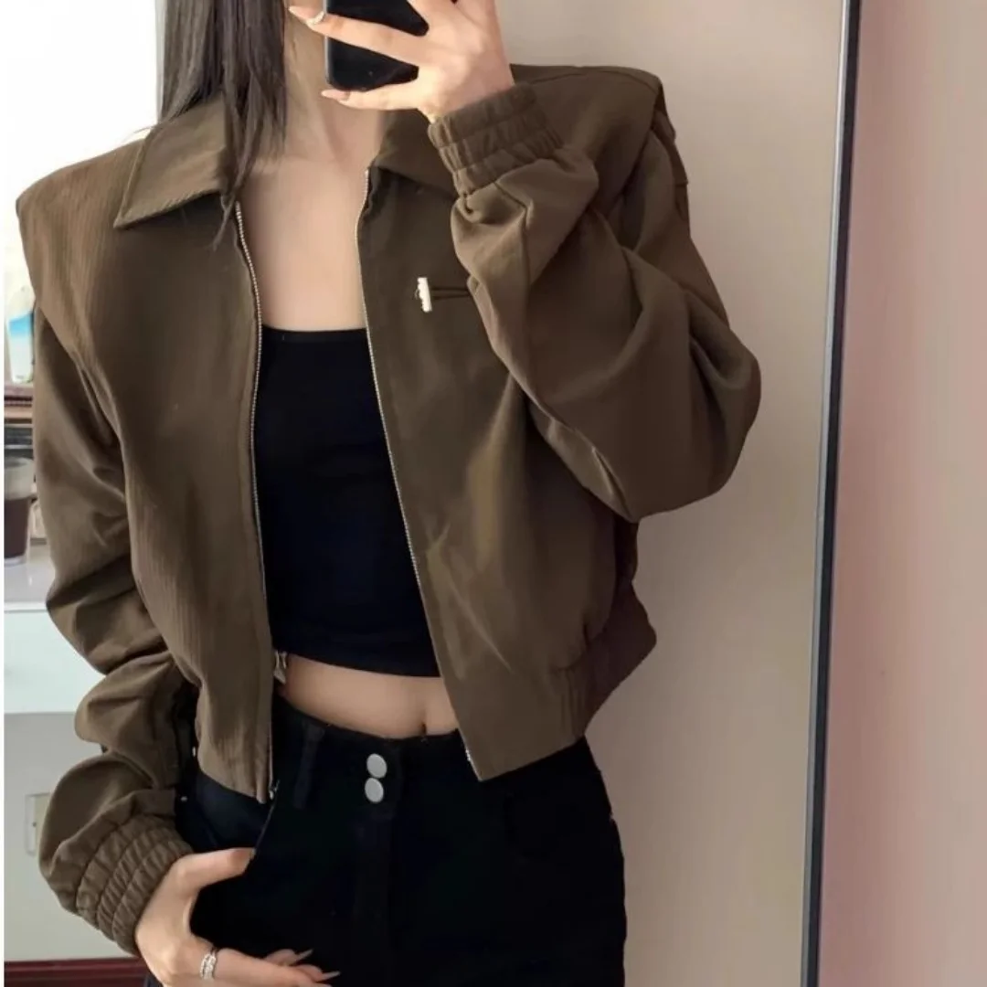 Women Short Jacket 2026 New Spring Autumn American Retro Brown Cropped Jacket For Women Luxury Style Petite Loose Casual Coat
Women Short Jacket 2026 New Spring Autumn American Retro Brown Cropped Jacket For Women Luxury Style Petite Loose Casual Coat