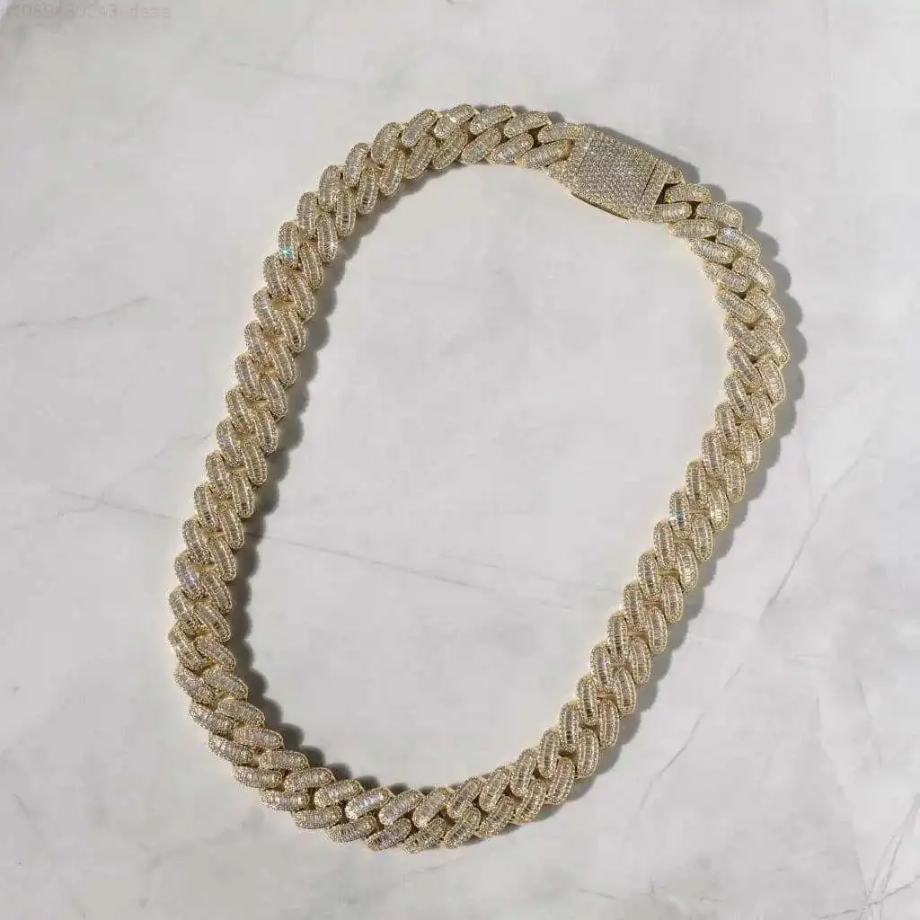 2022 Hot Sale Shiny 18k Gold Plated 925 Silver 15mm Iced Out Moissanite Baguette Cuban Link Chain
2022 Hot Sale Shiny 18k Gold Plated 925 Silver 15mm Iced Out Moissanite Baguette Cuban Link Chain
