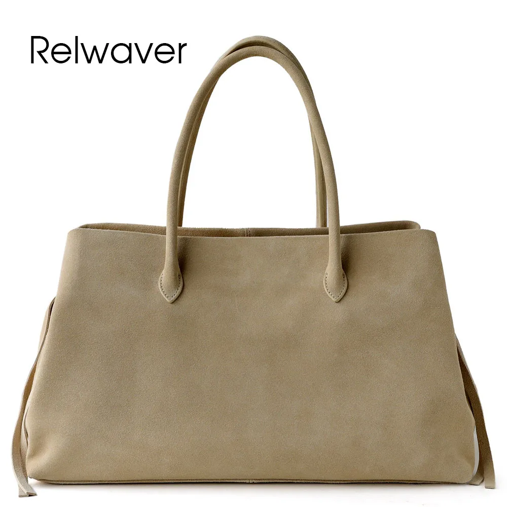 Relwaver women tote bag genuine leather handbag commuting ladies hand bag suede apricot black cow leather top handle women bag
Relwaver women tote bag genuine leather handbag commuting ladies hand bag suede apricot black cow leather top handle women bag