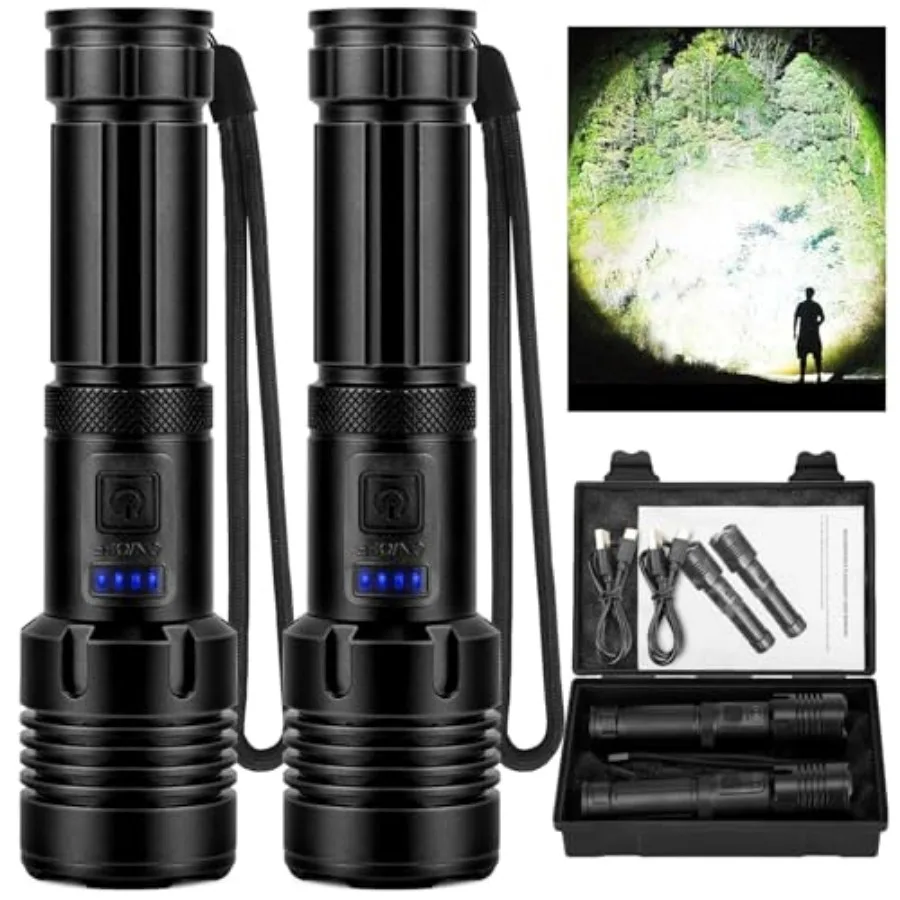 Rechargeable Flashlights High Lumens, 99000 Lumens Super Bright Flashlight with 5 Modes, Waterproof Powerful LED Flash Light fo
Rechargeable Flashlights High Lumens, 99000 Lumens Super Bright Flashlight with 5 Modes, Waterproof Powerful LED Flash Light fo