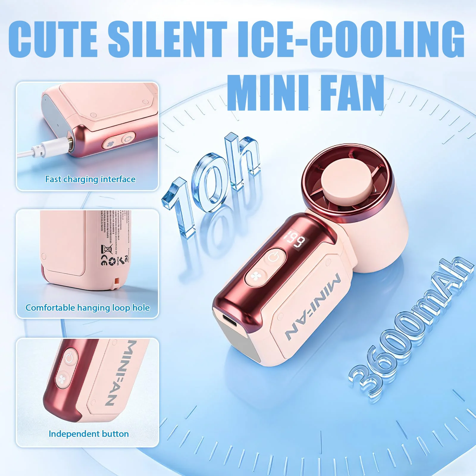 Mini Handheld Portable Fan, 199 Speeds & LED Screen, USB Rechargeable Travel Fan with Lanyard for In/Outdoor, Pink Fan for Gift
Mini Handheld Portable Fan, 199 Speeds & LED Screen, USB Rechargeable Travel Fan with Lanyard for In/Outdoor, Pink Fan for Gift