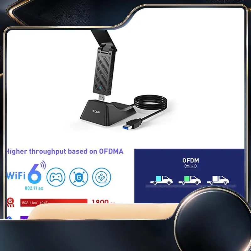 EDUP Dual-Band Wireless USB Network Card USB3.0 Gaming Wifi6 Network Card Flip Antenna Extension Base Ax1800mbps Easy Install A
EDUP Dual-Band Wireless USB Network Card USB3.0 Gaming Wifi6 Network Card Flip Antenna Extension Base Ax1800mbps Easy Install A