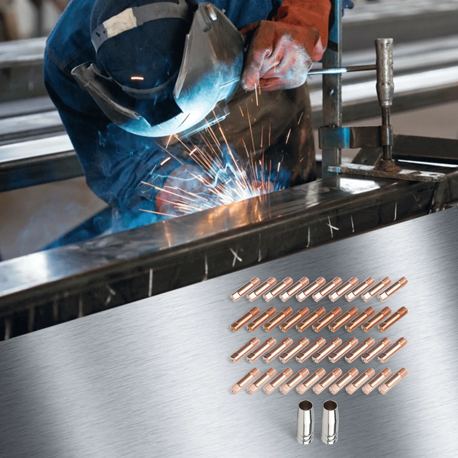 Welding Contact Tips Set Compatible with For MIG for MAG Equipment Includes 42PCS of Various Sizes and Nozzles
Welding Contact Tips Set Compatible with For MIG for MAG Equipment Includes 42PCS of Various Sizes and Nozzles