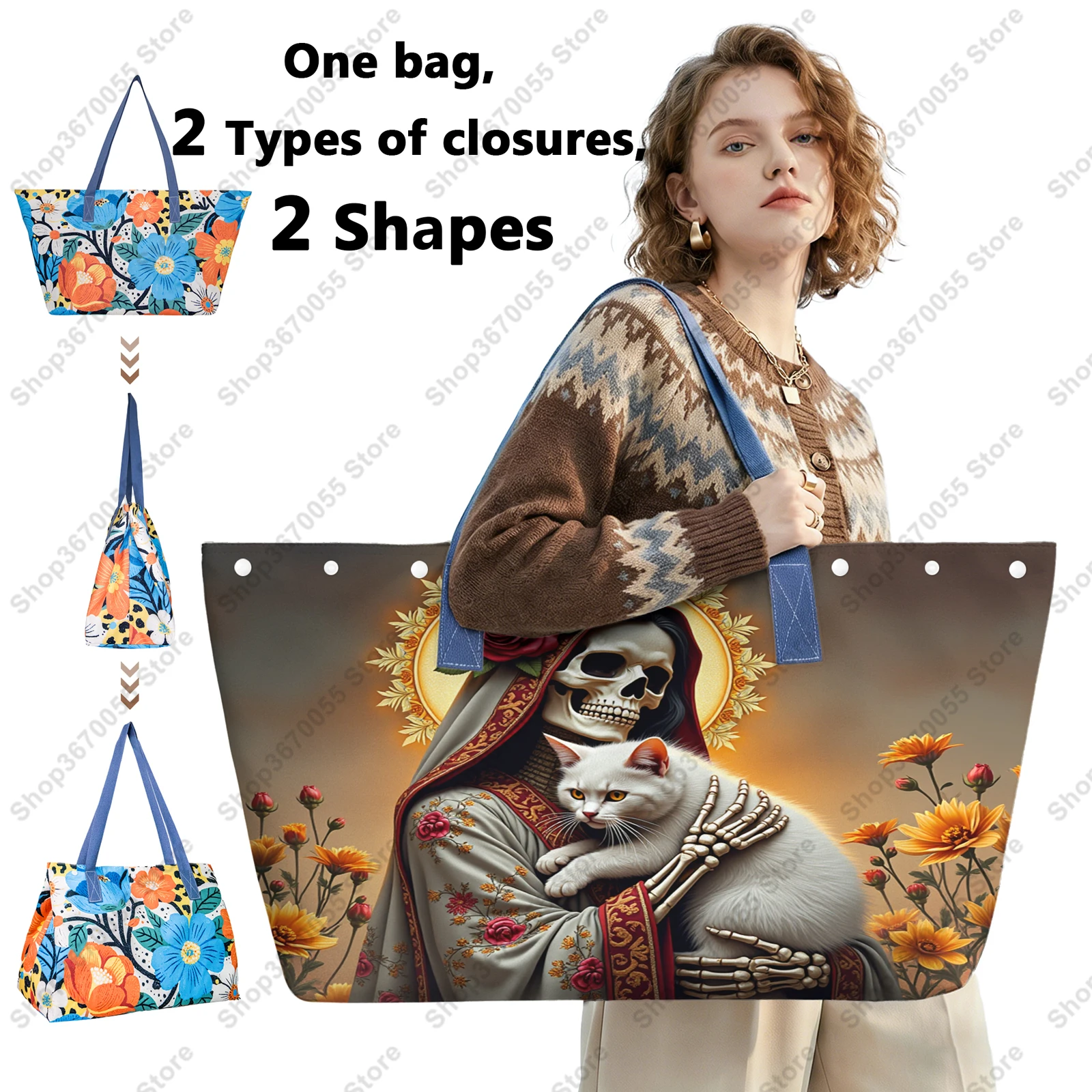 Cool Grim Reaper and Kawaii Cat Pattern Shoulder Bag Women Skeleton Skull Handbag Phone Wallet Key Holder Large Capacity Bag
Cool Grim Reaper and Kawaii Cat Pattern Shoulder Bag Women Skeleton Skull Handbag Phone Wallet Key Holder Large Capacity Bag