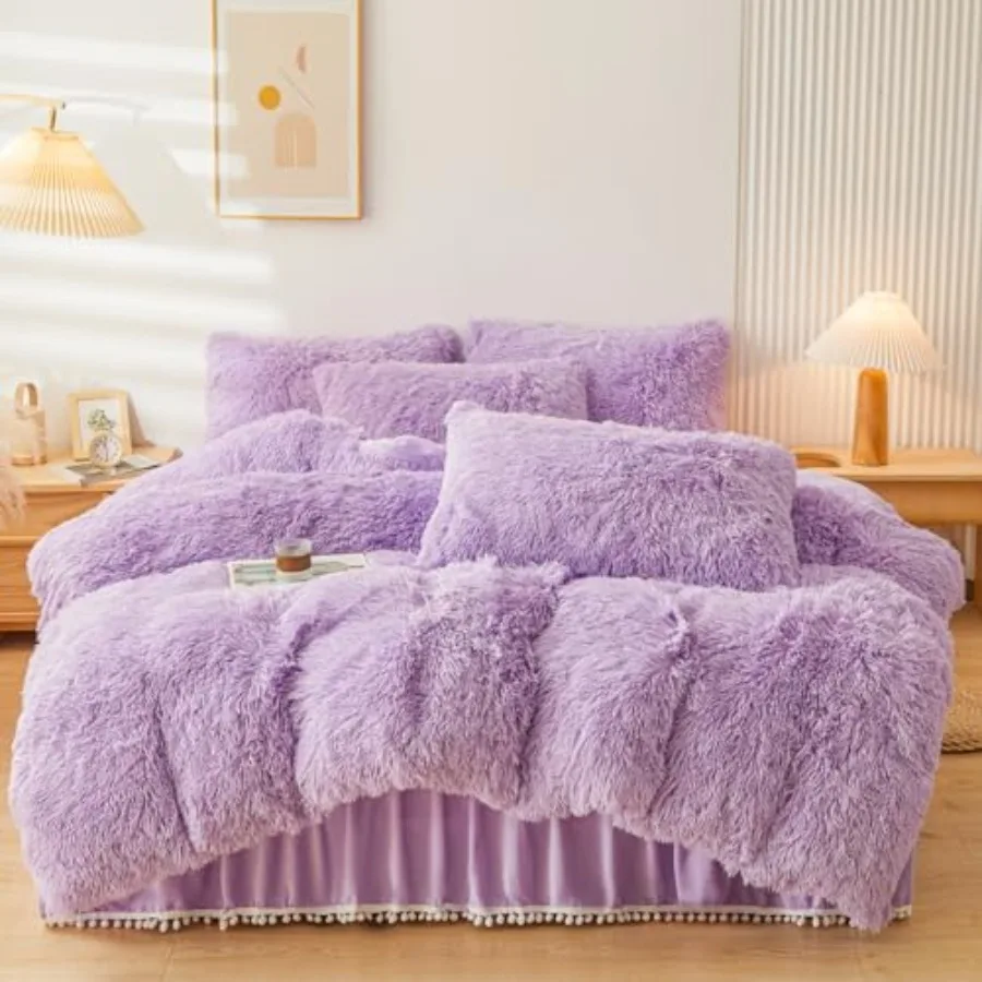 Fluffy Faux Fur Comforter Cover Queen Set Fluffy Fuzzy Plush Lilac Bedding 4Pcs 1 Faux Fur Duvet Cover +2 Fuzzy Pillowcases+1ve
Fluffy Faux Fur Comforter Cover Queen Set Fluffy Fuzzy Plush Lilac Bedding 4Pcs 1 Faux Fur Duvet Cover +2 Fuzzy Pillowcases+1ve