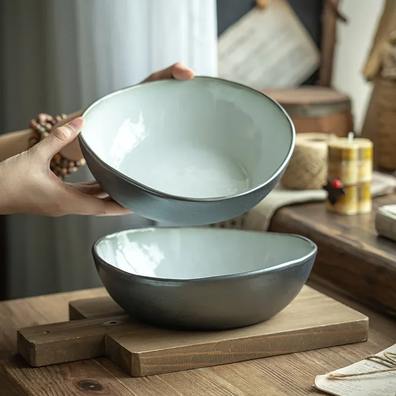 Creative Irregular Ceramic Special-shaped Bowl Big Ingot Household Soup Retro Tableware Bowl Wholesale Vegetable Noodle Bowl
Creative Irregular Ceramic Special-shaped Bowl Big Ingot Household Soup Retro Tableware Bowl Wholesale Vegetable Noodle Bowl