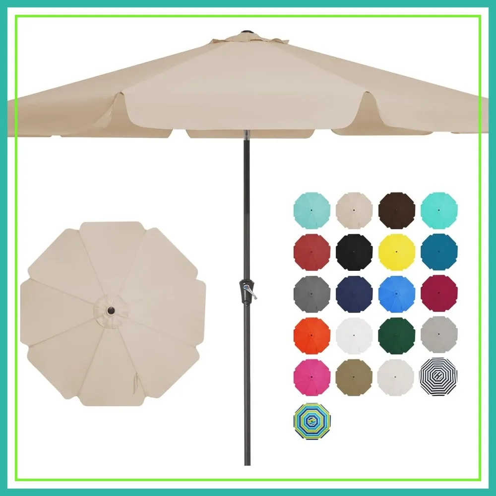 9 FT Patio Umbrella Outdoor, Table Umbrellas Market Umbrella w/Push Button Tilt/Crank, 8 Sturdy Ribs
9 FT Patio Umbrella Outdoor, Table Umbrellas Market Umbrella w/Push Button Tilt/Crank, 8 Sturdy Ribs