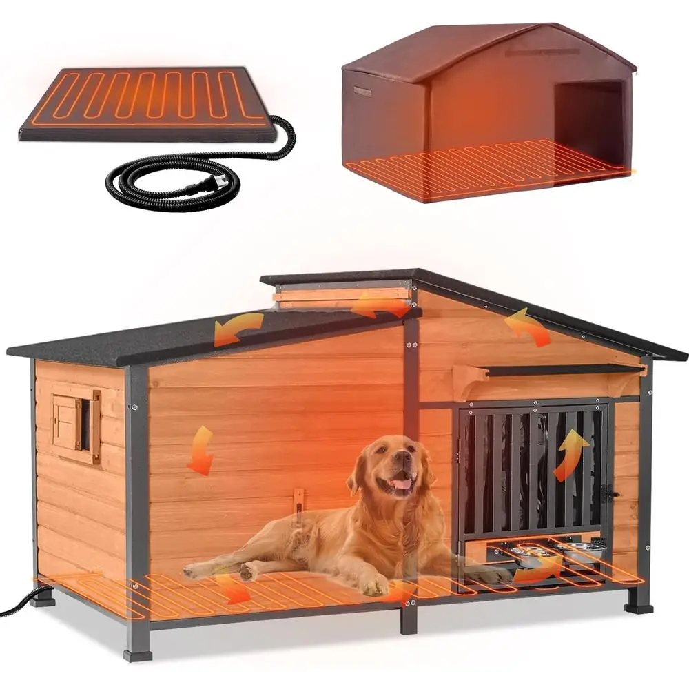 Extra Large Insulated Dog House for Large Breeds with Wide Metal Frame and Static Heating Pad for Winter
Extra Large Insulated Dog House for Large Breeds with Wide Metal Frame and Static Heating Pad for Winter