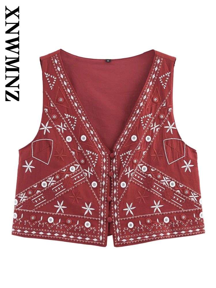 XNWMNZ 2025 Summer New Women Clothing Fashion Chic Sleeveless embroidery Vest boho Lady Color Block V-Collar Gilet Holiday Top
XNWMNZ 2025 Summer New Women Clothing Fashion Chic Sleeveless embroidery Vest boho Lady Color Block V-Collar Gilet Holiday Top