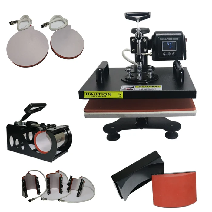 Hot Selling LCD 8 In 1 Combo T Shirt Sublimation Heat Transfer Machine With Counter