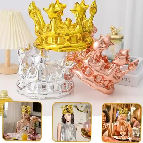 1PCS Gold Sliver Rosegold Crown Headband Balloons Wedding Birthday Party Princess Prince Decors Ballons Good Pictures Taking